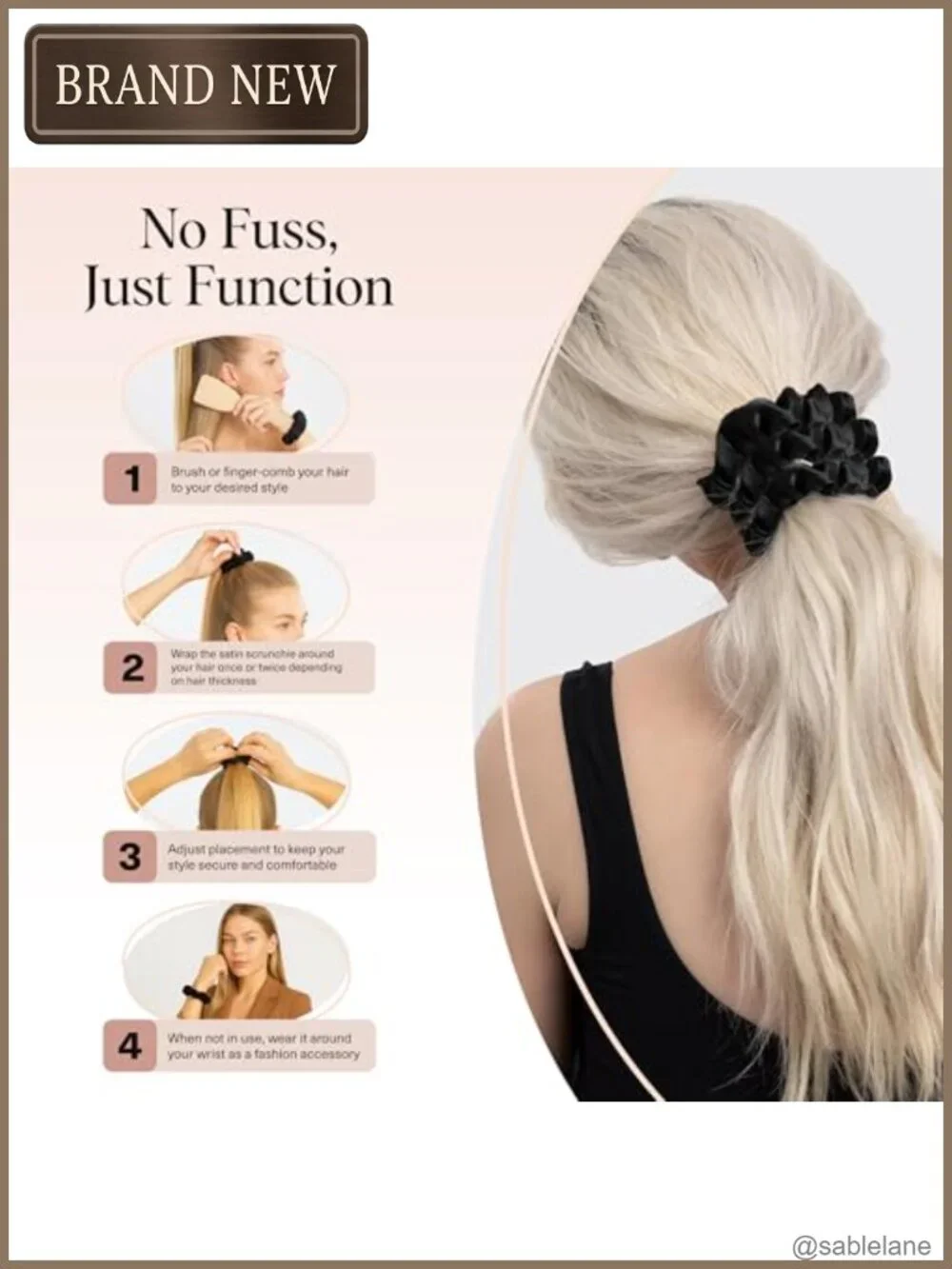 Satin Scrunchie Set of 5 - Frizz Control Gentle Hold Hair Accessory